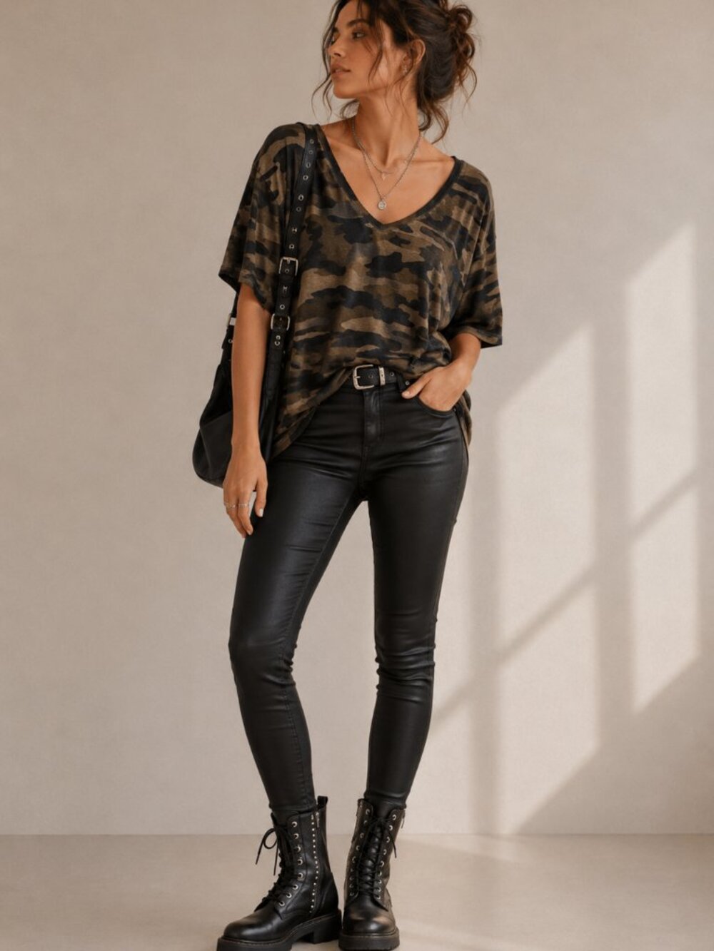 Lucky Brand Green Camo Burnout Top Size 3X